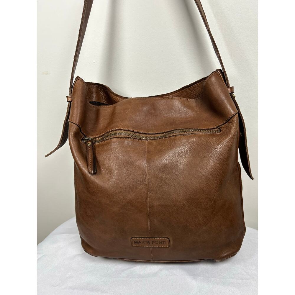 Marta Ponti Brown Woven genuine Leather
Shoulder Bag 13“ x 13“ happy minimalist - Picture 9 of 13